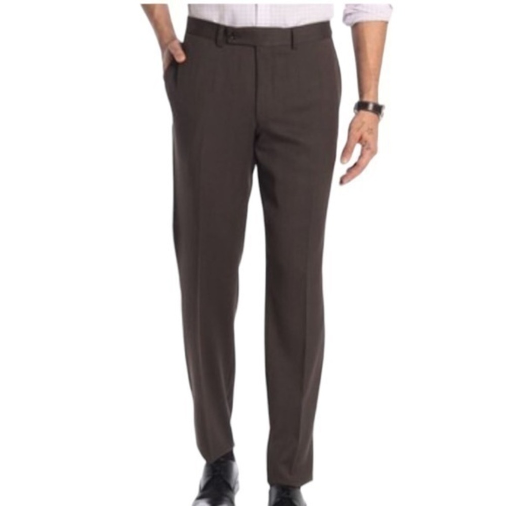 Ted Baker London Endurance Jerome Men’s Flat Front Wool Dress Pants Brown 30R